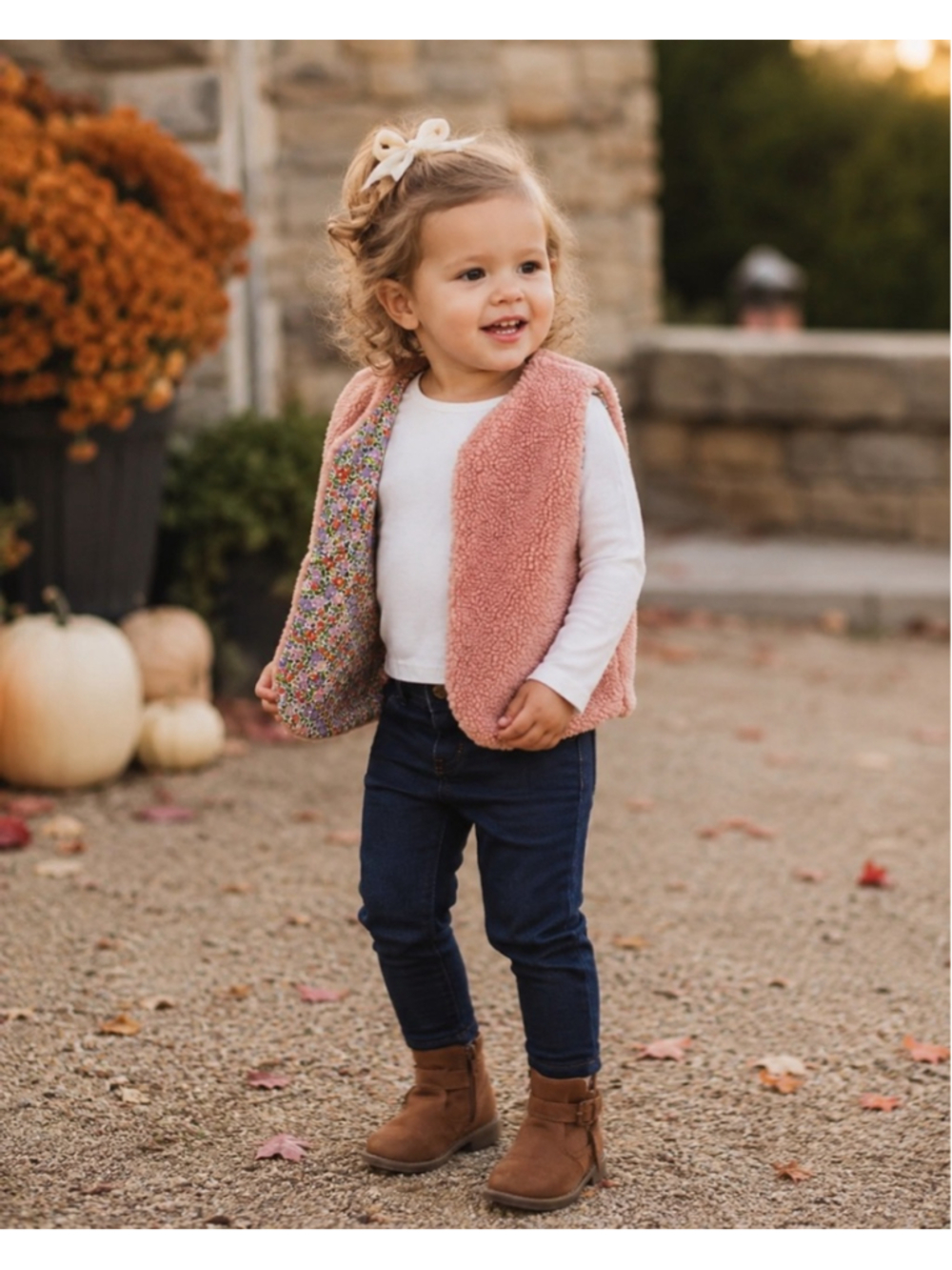 Mini Boden Pink Sherpa Fleece Vest 12-18 Months